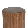 thumbnail image 3 of LuxenHome Weathered Copper Cement Fluted Round Indoor Outdoor Side Table, 3 of 8