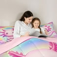 thumbnail image 5 of Feelyou Funny Pink Axolotl Bedding Comforter Set for Kids, Dreamy Stars Rainbow Galaxy Twin Comforter Sets, Cute Animal Reversible Bedding Set, Luxury Bedroom Decor, 2pcs, 5 of 8