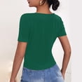 thumbnail image 6 of Itsame Summer Womens Casual T-Shirt for Women Plain Short Sleeved Shirt Tops Round Neck Slim T Shirt Green Size S, 6 of 9