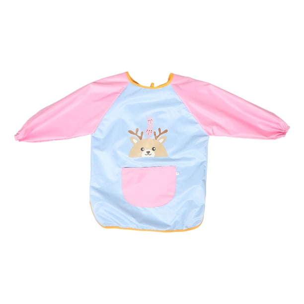 Delantal impermeable con bolsillo para bebé, ideal para pintar y comer Bata de manga larga para niños pequeños, artículos esenciales para arte y alimentación