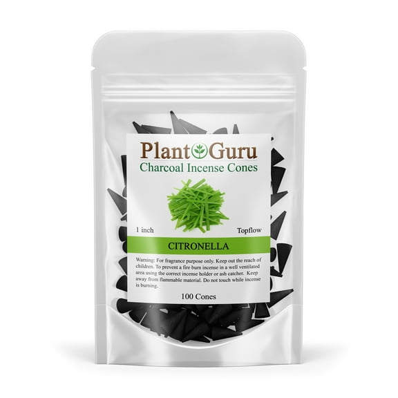 Citronella Charcoal Incense Cones 1" TOPFLOW - 100 Pack - Natural Scented Cones Handmade Hand Dipped
