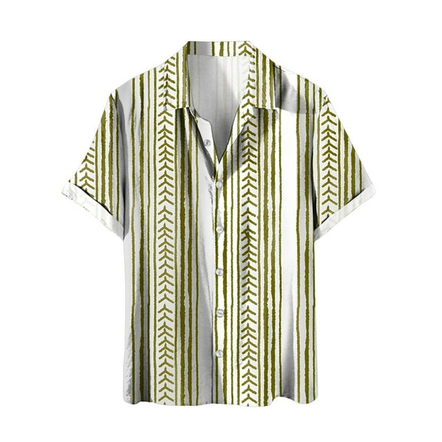 toraway Chemises à Manches Courtes pour Hommes Chemises Décontractées à Manches Courtes Mode Rayée Imprimée Multicolore Rayée Non Positionnée Chemise Homme m