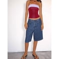 thumbnail image 6 of Women Baggy Denim Bermuda Shorts Y2k Vintage Straight Leg Casual Knee Length Jean Jorts with Pockets M, 6 of 9