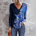 thumbnail image 2 of Blusa estampada cómoda de manga larga suelta con cuello en V informal a la moda para mujer Fridja bvmnju4269, 2 of 8