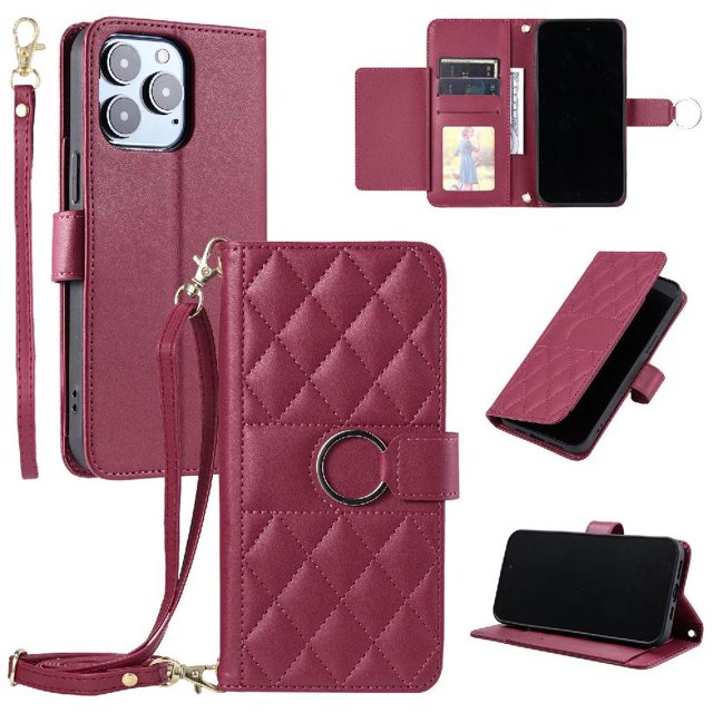Funda tipo billetera GANGXUN para iPhone 13 Pro – Tapa abatible con correa para mujer