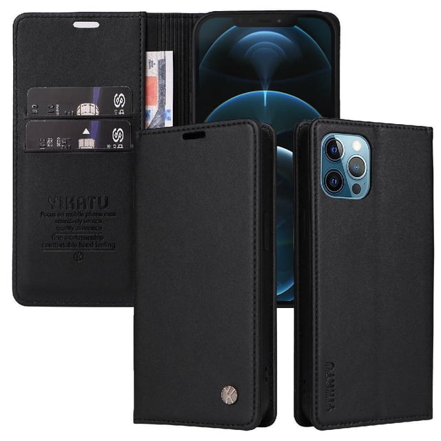 Funda para iPhone 13 Pro Estuche de Cuero PU Tipo Cartera con Ranuras para Tarjetas y Cierre Magnético