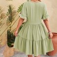 thumbnail image 5 of bnaln Womens Summer Dresses Casual Tunic Mini Dress Dresses Puff Short Sleeve V-Neck Buttons Dresses Swing A Line Short Dresses Prom Cocktail Dress Solid Petite Dresses Girls, 5 of 9