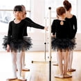 thumbnail image 5 of Girls Long Sleeves Tutu Dance Dress Ballet Leotard For Practice With Glitter Sequin Design And Crotch Snap Skirt, 5 of 6