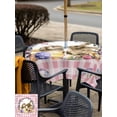 thumbnail image 4 of Outdoor Tablecloth with Umbrella Hole and Zipper, Easter Bunny Square Table Cloth 54x54 Inch Waterproof Tablecloth, Spring Easter Eggs Chick Floral Pink Check Picnic Table Cover for Patio Camping, 4 of 7