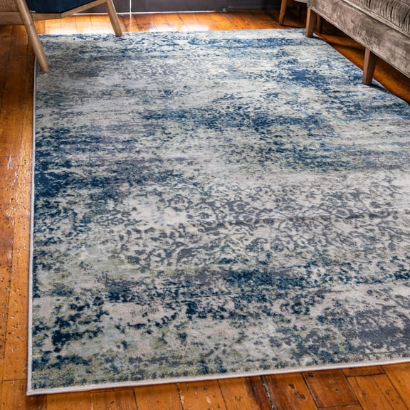 Unique Loom Mystic Collection Area Rug - Seine (9' x 12' Rectangle Navy Blue/Ivory)