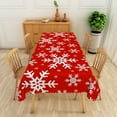 thumbnail image 2 of Nanqianyi Christmas Rectangular Tablecloth 60×84 Inch, Winter White Snowflakes Red Washable Table Cover for Christmas Family Gathering, 2 of 6