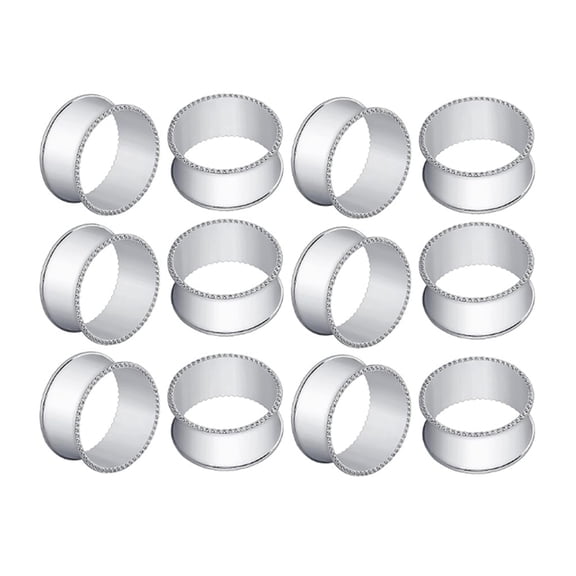 12pcs Silver Napkin Rings Set Metal Napkin Holder Rings Rhinestone Delicate Napkin Buckle for Wedding, Dinner