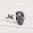 thumbnail image 2 of Blue Sapphire Ring, Rough Blue Sapphire Ring, September Birthstone, Star Adjustable Ring, 925 Sterling Silver, Womens Ring, Christmas, Thanksgiving, Handmade, Statement Jewelry, Rough Gemstone Jewelry, 2 of 5
