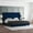 Navy Velvet, variant on Emma + Oliver Emerald Velvet Upholstered Full Platform Bed with Vertical Channel Stitch Detail and Engineered Wood Frame - No Box Spring Required