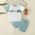 thumbnail image 2 of AJTQTH Father's Day 2PC Set for Boys Toddler Summer Comfy Loose Fit Clothes Gift for Kids Short-Sleeved Crewneck Tees Tops T-shirts and Drawstring Shorts with Pockets Sky Blue 2 Years, 2 of 9