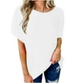 thumbnail image 1 of Blusa de manga corta con cuello halter y manga murciélago para mujer de color sólido Pompotops hfajkhk128660, 1 of 9