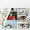 thumbnail image 3 of Personalized Flannel Thick Blanket Custom with Photos Texts Logos for Family Friends Neighbors Christmas Halloween Birthday Wedding Customized Gifts, 40"x50" White Blankets, 3 of 5