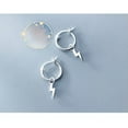 thumbnail image 2 of K-KED Solid 925 Sterling Silver Sleeper Hinged Hoop Crystal Charm Drop Circle Earrings-Silver, 2 of 9