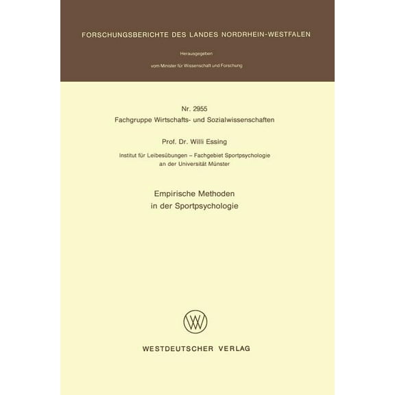 Empirische Methoden in Der Sportpsychologie, (Paperback)