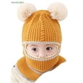 thumbnail image 5 of BadPiggies Kids 2-in-1 Knit Beanie Cap Scarf Winter Warm Baby's Cute Pompom Ski Hat Earflap Thick Scarf for Toddler Girls Boys (Yellow), 5 of 6
