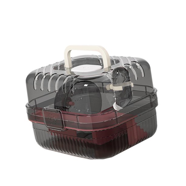 Jaula para hámster con asa, transparente, ventilación y salida de aire. Rosa