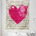 thumbnail image 1 of Antique Tapestry, Heart Design Elements Love Letter Handwriting Calligraphy Curve Old Style Print, Fabric Wall Hanging Decor for Bedroom Living Room Dorm, 5 Sizes, Beige Magenta, by Ambesonne, 1 of 1