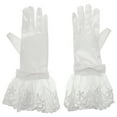 thumbnail image 1 of Guantes de boda de satén elegantes con detalle de lazo, accesorios largos para novias, fiestas de té y eventos formales, color blanco, 1 of 8