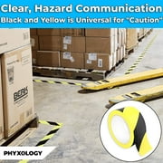 Nova Supply Double-Roll of Ultra-Adhesive, Black & Yellow Vinyl Hazard Tape for Floor Marking