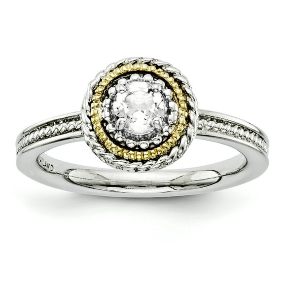 Sterling Silver & 14k White Topaz Ring