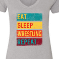 thumbnail image 4 of Inktastic Eat Sleep Wrestling Repeat Women's V-Neck T-Shirt, 4 of 5