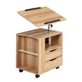 thumbnail image 4 of SYNGAR Nightstand for Bedroom, Overbed Desk Side Table with 360° Swivel Top, Wheels and Storage for Laptop Reading Eating, White, LJ1127, 4 of 9