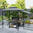 thumbnail image 2 of Outsunny 8' x 5' Grill Gazebo, Double Tiered Barbecue Gazebo, Light Grey, 2 of 10
