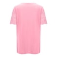 thumbnail image 5 of DHFJKG Women's Short Sleeve T Shirt V Neck Patchwork Lace Crochet Solid Color Summer Fashion Tee Casual Dressy Work Tunic Trendy Tops, 5 of 8