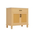 thumbnail image 2 of Christopher Knight Home Rustic 36" Bathroom Vanity with Ceramic Sink, Woven Rattan Doors, Natural, 2 of 12