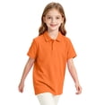 thumbnail image 4 of Girls Polo Shirt with Collared Slim Fit Short Sleeve Golf Shirt Summer School Uniform for Girls,Orange 150, 4 of 7