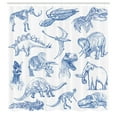 thumbnail image 2 of Ambesonne Jurassic Shower Curtain, Dinosaurs Skeleton Biology, 69"Wx70"L, Persian Blue, 2 of 4
