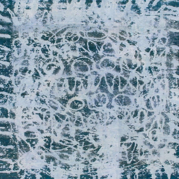 Ahgly Company Indoor Square Abstract Steel Blue Abstract Area Rugs, 5' Square