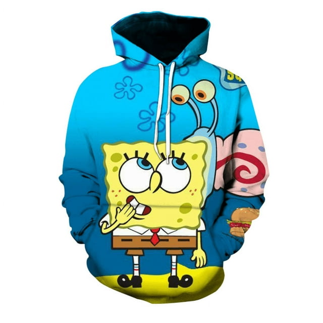 SpongeBob SquarePants Chandail à Capuchon Hip-Hop de Dessin Animé pour Hommes Femmes Unisexe
