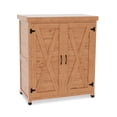 thumbnail image 4 of Glavbiku Outdoor Potting Bench with Storage Cabinet,Work Station Table with Metal Table Top,Brown, 4 of 11