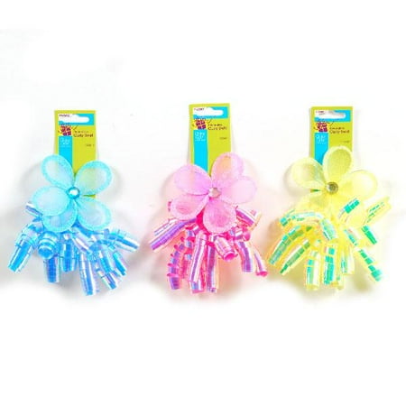 Neon Wired Flower Iridescent Curly Swirl Adhesive Gift Bow