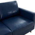thumbnail image 4 of LeisureMod Loveseat Upholstered in Leather 2-Person Seater Sofa with Gold Stainless Steel Base and Removable Cushions for Modern Home, Living Room, Offices Lincoln Collection in Navy Blue, 4 of 8