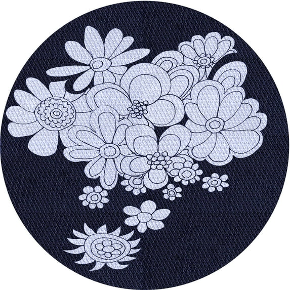 Ahgly Company Indoor Round Patterned Night Blue Area Rugs, 5' Round