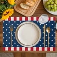 thumbnail image 4 of Independence Day American Flag Placemats Set of 6, White Star Red Stripes Placemats for Dining Table, Place Mats for Kitchen Tabletop, Waterproof Wipeable Dining Table Mats Set, 4 of 9