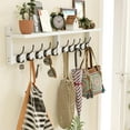 thumbnail image 2 of 34.2" L Wooden Wall Coat Hooks with Shelf - Versatile and Decorative Wall-Mounted Storage - 10 Hooks for Hanging Coats, Hats, Keys, Bags, Scarves - Ideal for Entryways, Bedrooms, Closets(White), 2 of 13