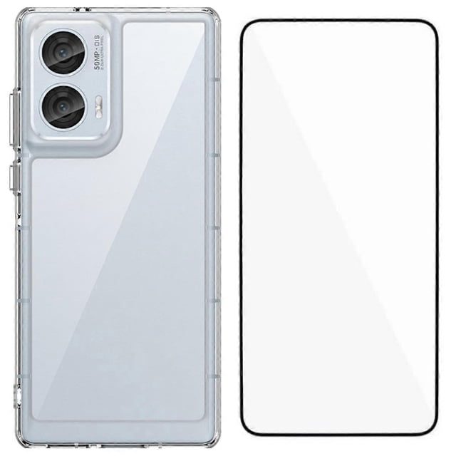For Motorola Edge 50 Fusion 5G Case WANLONFENG MF Series TPU Acrylic Clear Phone Cover with Tempered