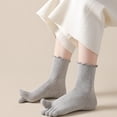thumbnail image 2 of JUUNthy Toe Socks for Womens, Breathable Stretch Comfort Ruffles Mid Cut Casual Five Finger Crew Socks Gray, 2 of 11