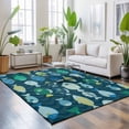 thumbnail image 3 of Large Area Rugs 8'x10', Deep Green Fishes Carpet Runner Indoor Outdoor Rugs Home Decor Aesthetic, Cartoon Coastal Ocean Fish Striped Non Slip Mats Washable Accent Rug for Living Room Bedroom, 3 of 8