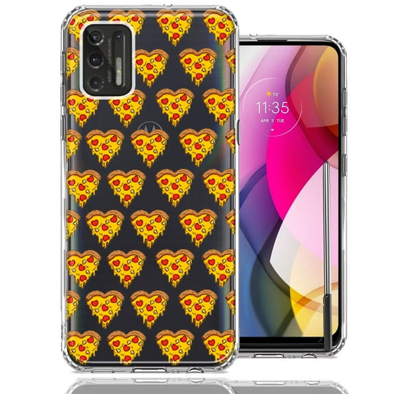 MUNDAZE For Motorola Moto G Stylus 2021 Pizza Hearts Polka dots Design Double Layer Phone Case Cover