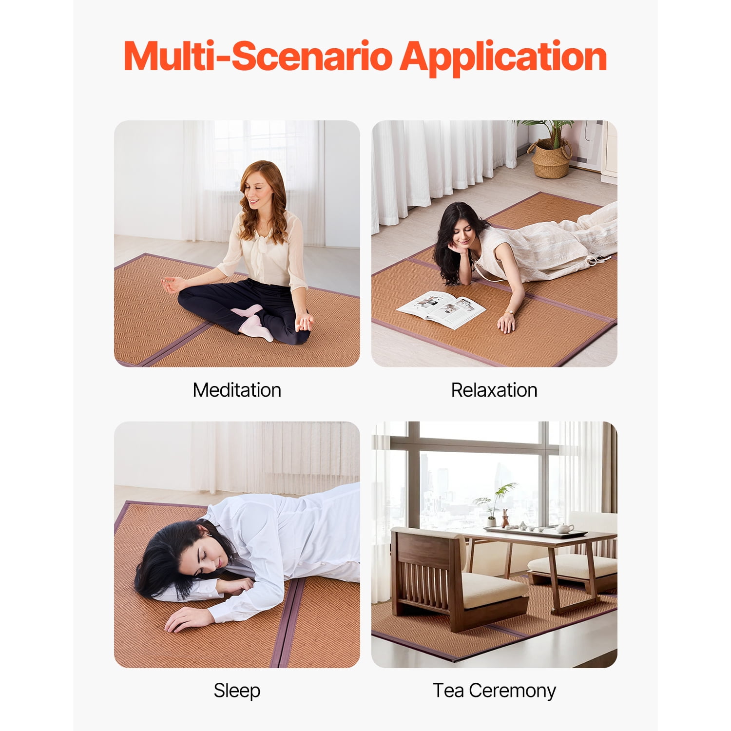 KFFKFF's Tatami Mat from Japan, Measuring 80 x 55 inches, Foldable and Crafted from Authentic Rattan, Features Non-Slip and Simple-to-Clean Surface, Ideal Summer Sleeping Mat with Breathability
