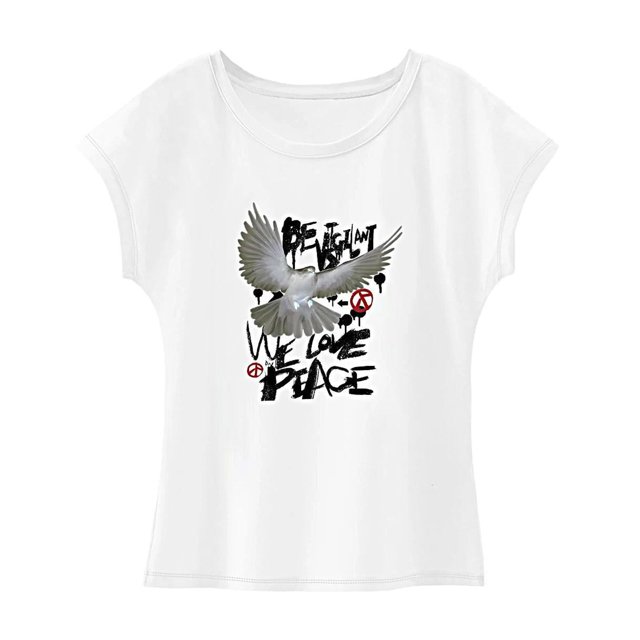 Camiseta para mujer, disfraz suave de verano, camiseta de cuello redondo a la moda para senderismo, uso diario M